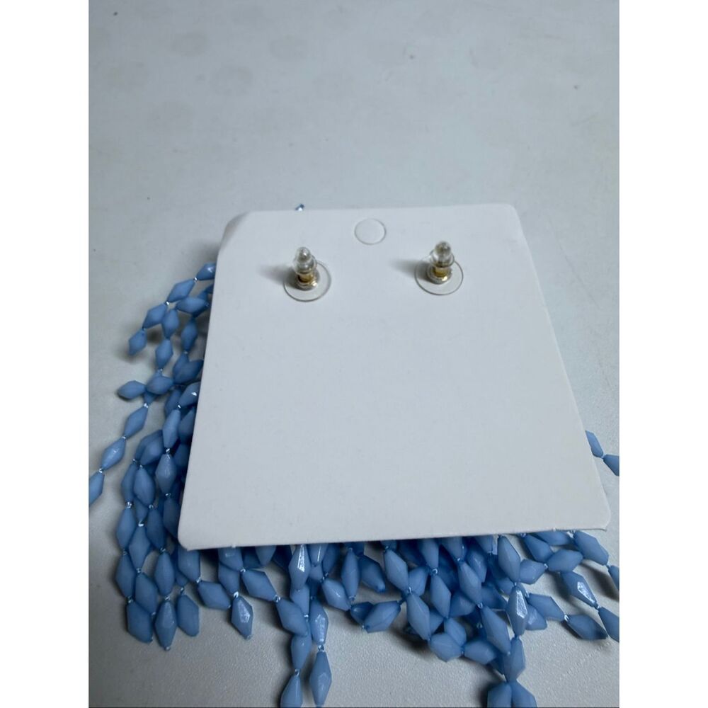 NWT Bohemian Elegant Unique Tassel Seed Beed Earrings Blue Sky Chic Style - Picture 9 of 11